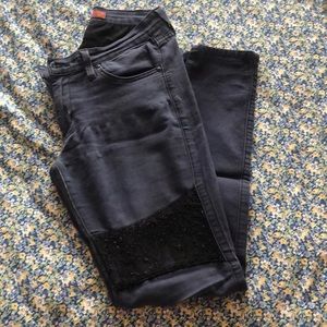 JEANS WITH BLACK BEAD LACE DETAIL